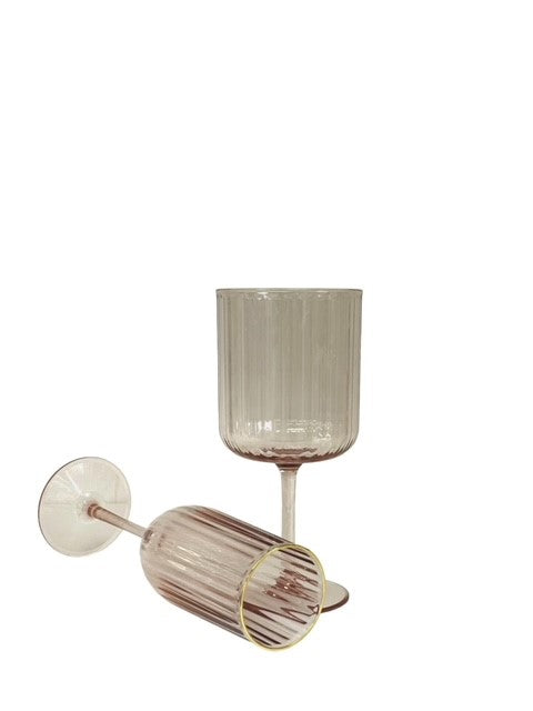 9F - Pink/Gold Rim Rib Wine Acrylic