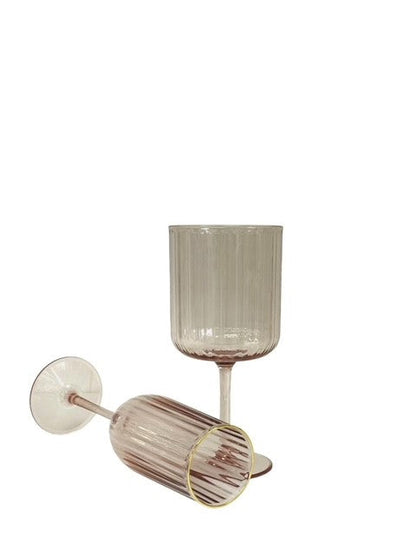 9F - Pink/Gold Rim Rib Wine Acrylic