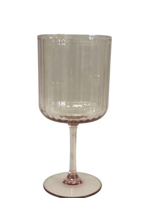 9M - Pink Ribbed Acrylic Wine Glass