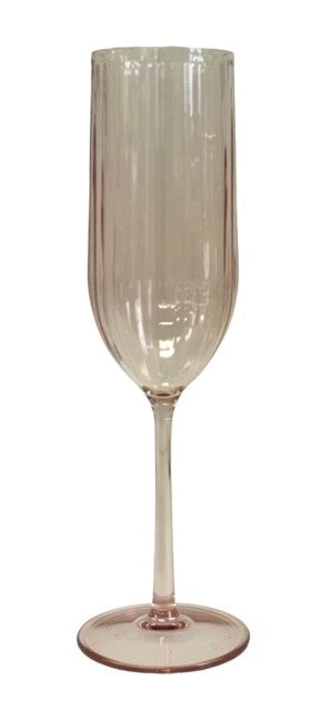 9Q - Pink Ribbed Acrylic Champagne Flute