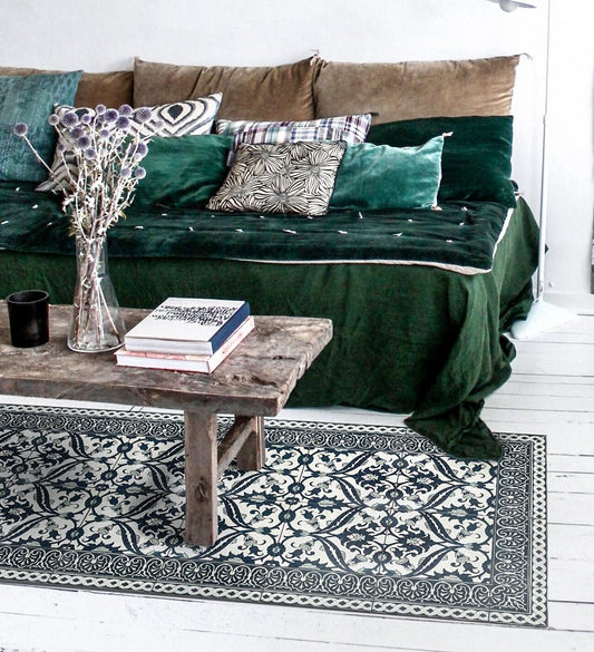 Armenian Framed Classic Concrete Vinyl Rug lifestyle