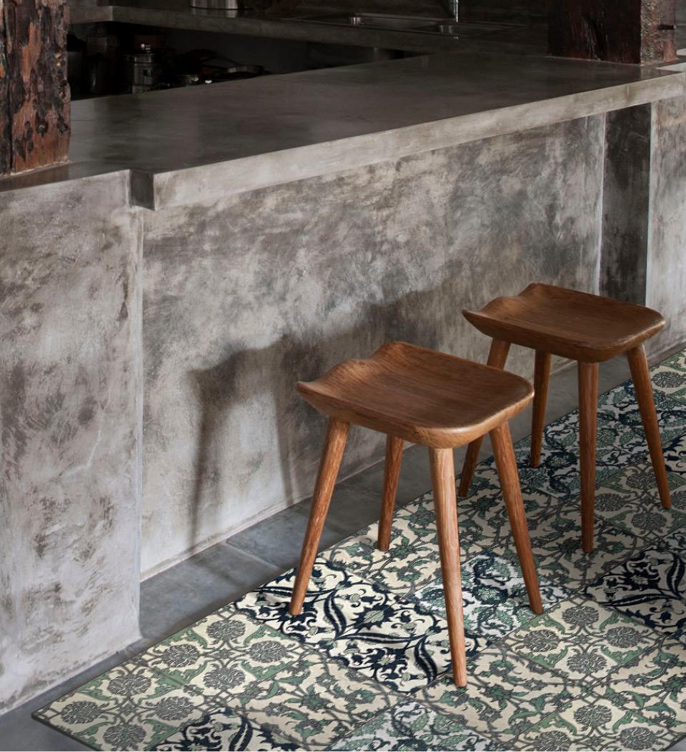 Armenian Eclectic Concrete vinyl rug alternate lifestyle
