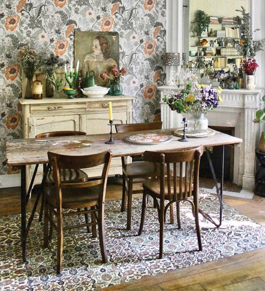 Armenian Eclectic Amber Concrete Vinyl Rug lifestyle
