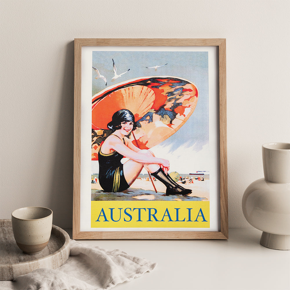Print - Girl With Umbrella Australia
