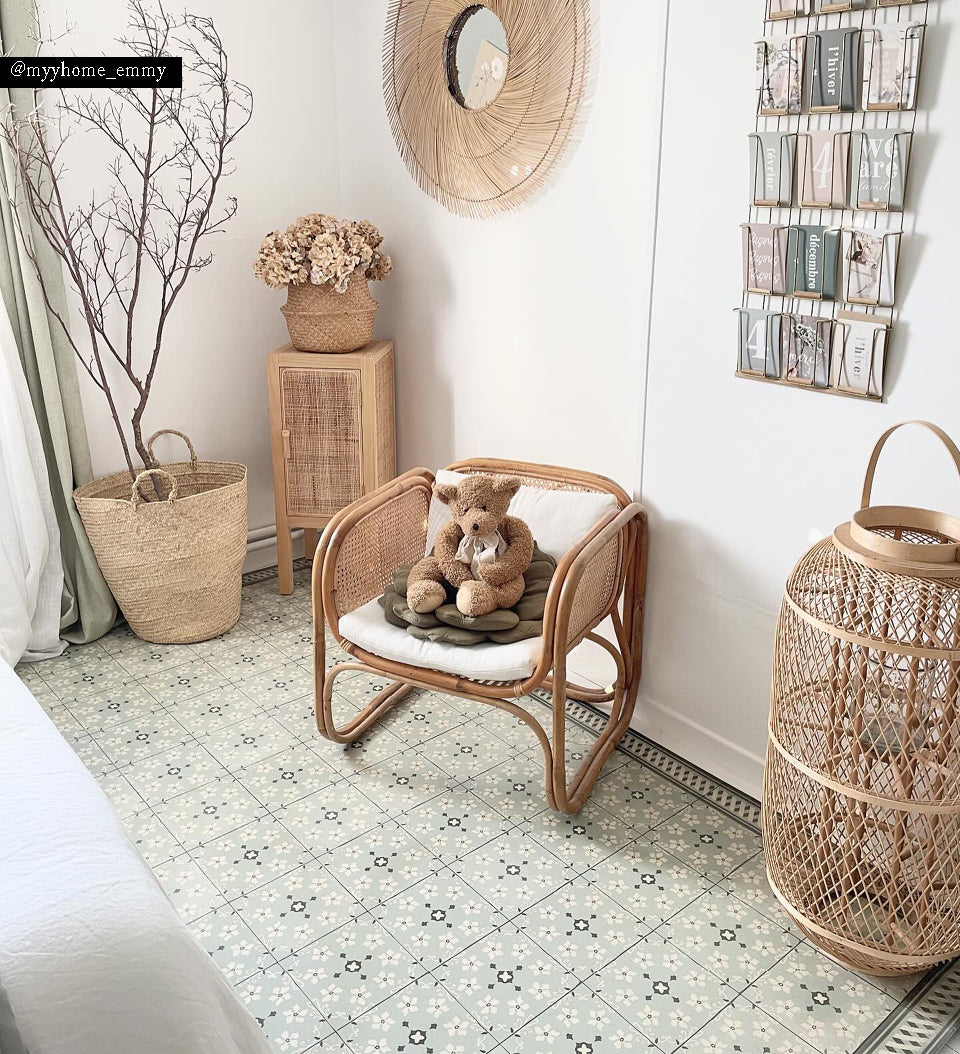 Almond Mint vinyl rug in interior