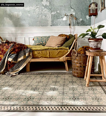 Almond Mint vinyl rug detail