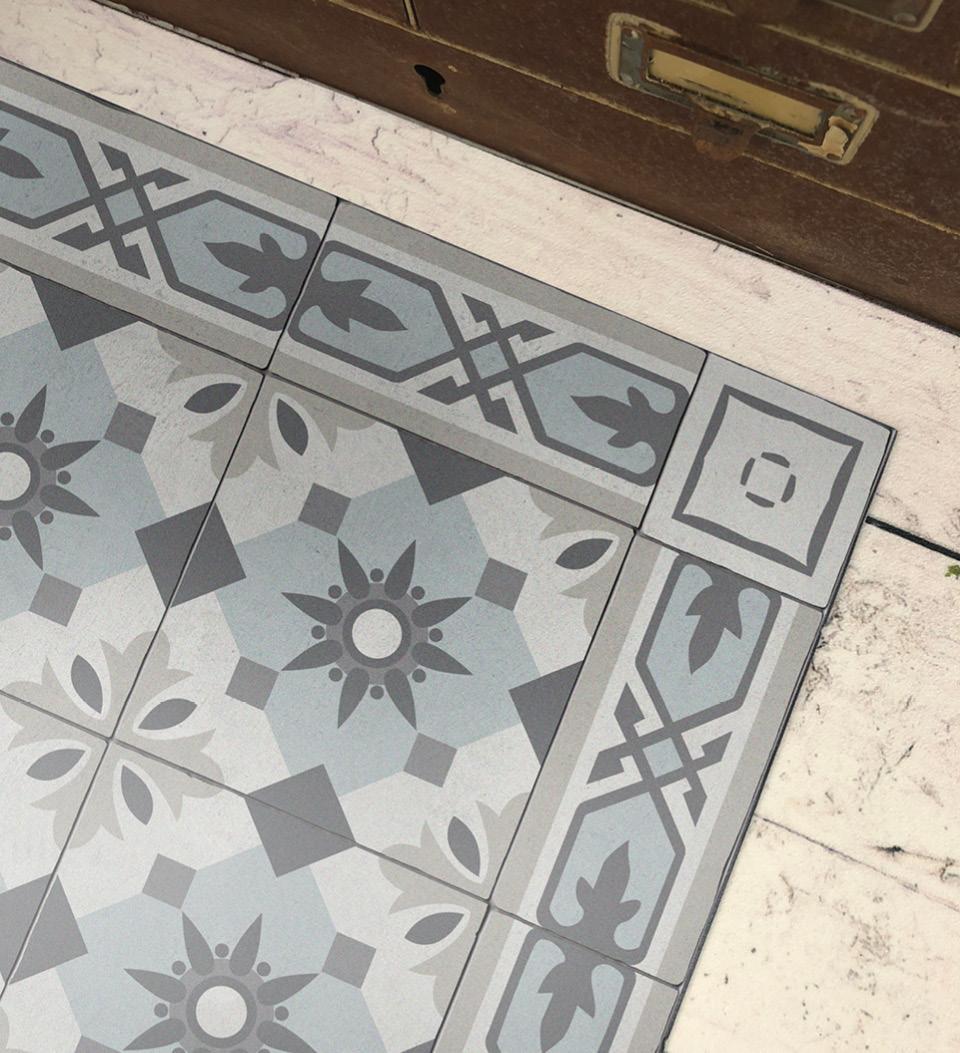 Amsterdam Light Blue vinyl rug detail