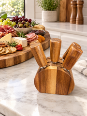 Round Cheese Knife Block - Gift Set - 5pc