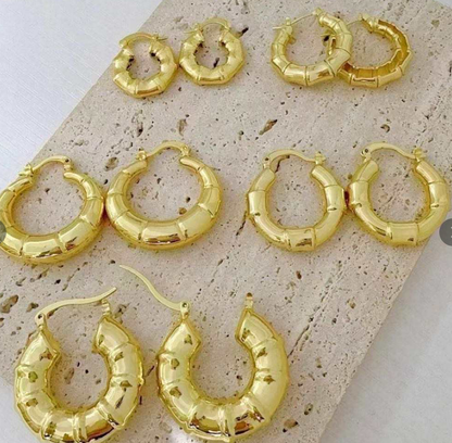 Jgrbh Gold Round Bamboo Hoops 3Cm