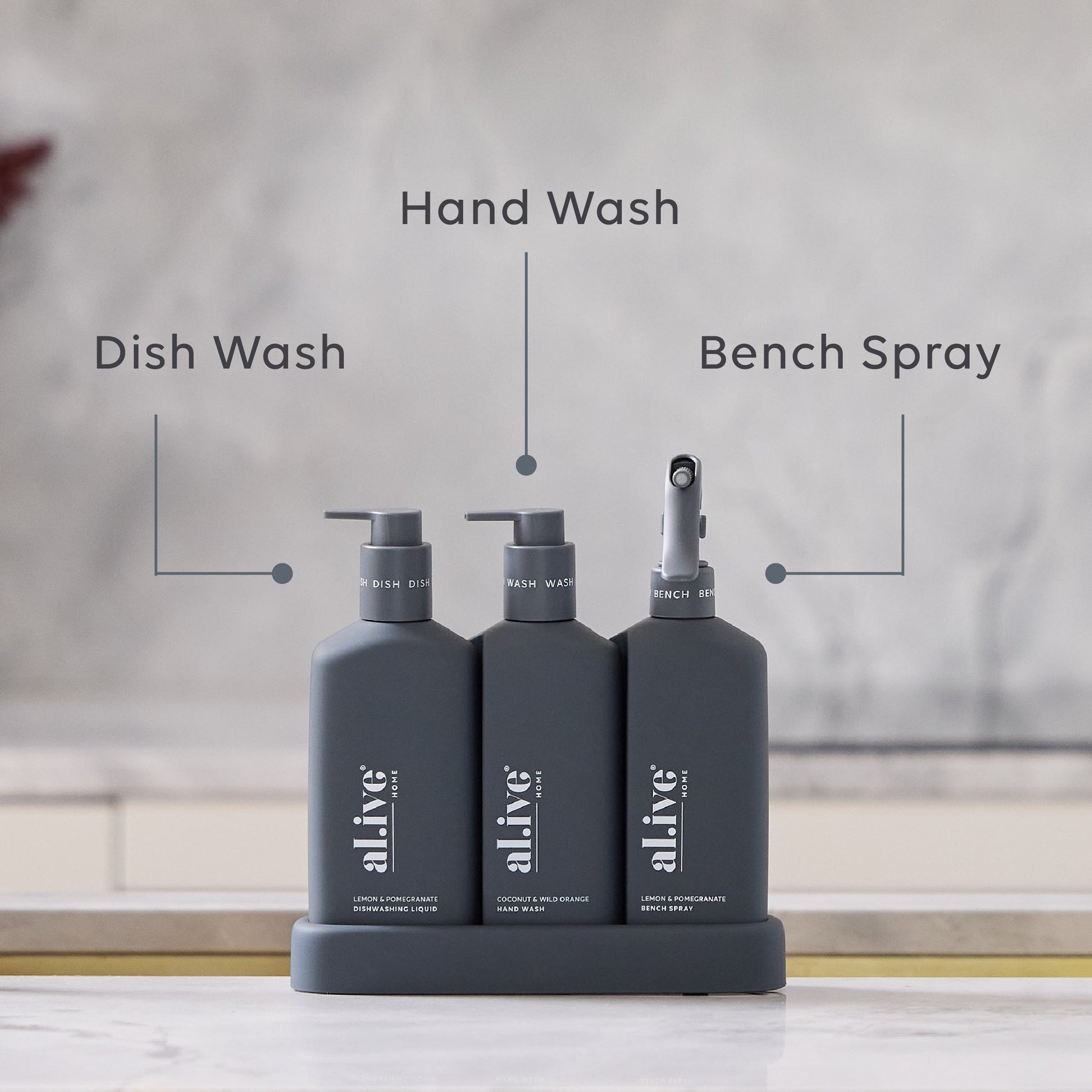 Alive Body Kitchen Trio Hand Wash 300ml - Coconut & Wild Orange (Midnight Blue)