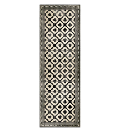 Clover black and white vinyl rug in room