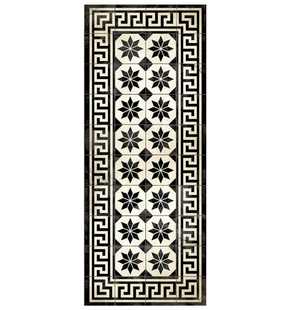 Gothic Black and White Antique vinyl rug detail
