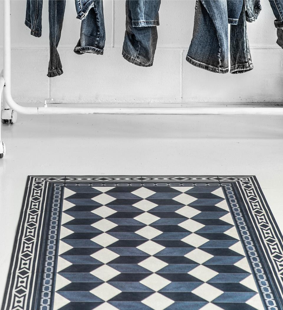 Bauhaus Indigo Concrete vinyl rug detail