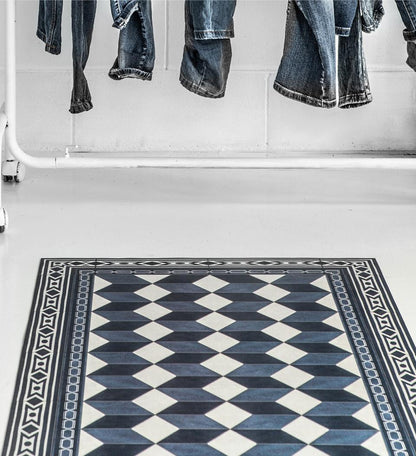 Bauhaus Indigo Concrete vinyl rug detail
