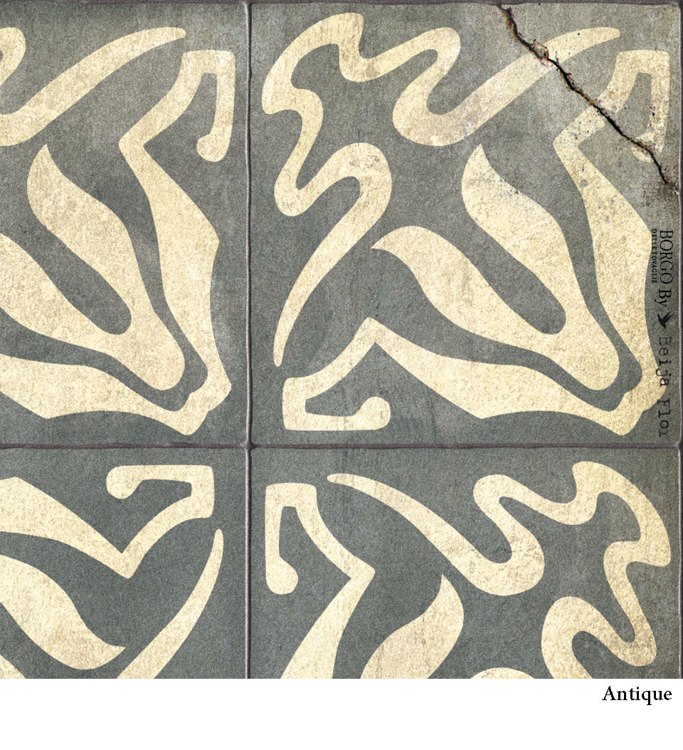 Borgo Lily Smoked Antique Vinyl Rug Detailed Texture