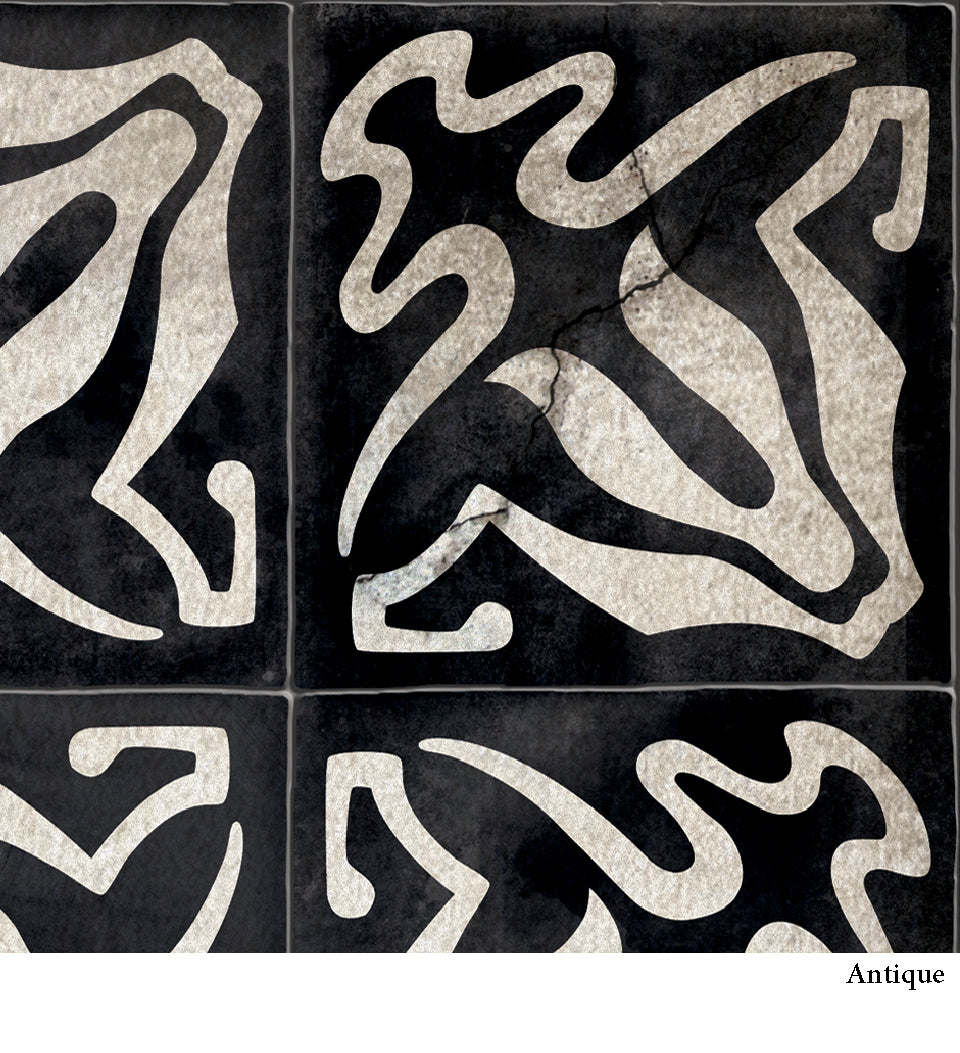 Borgo Lily Black & White Antique Vinyl Rug Alternative View