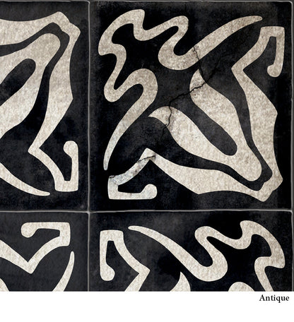 Borgo Lily Black & White Antique Vinyl Rug Alternative View