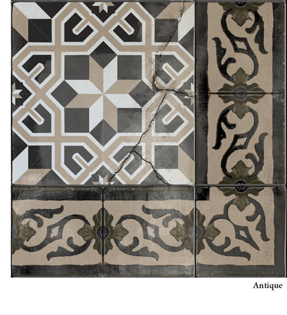 Gothic Ancient Tile Antique vinyl rug closeup