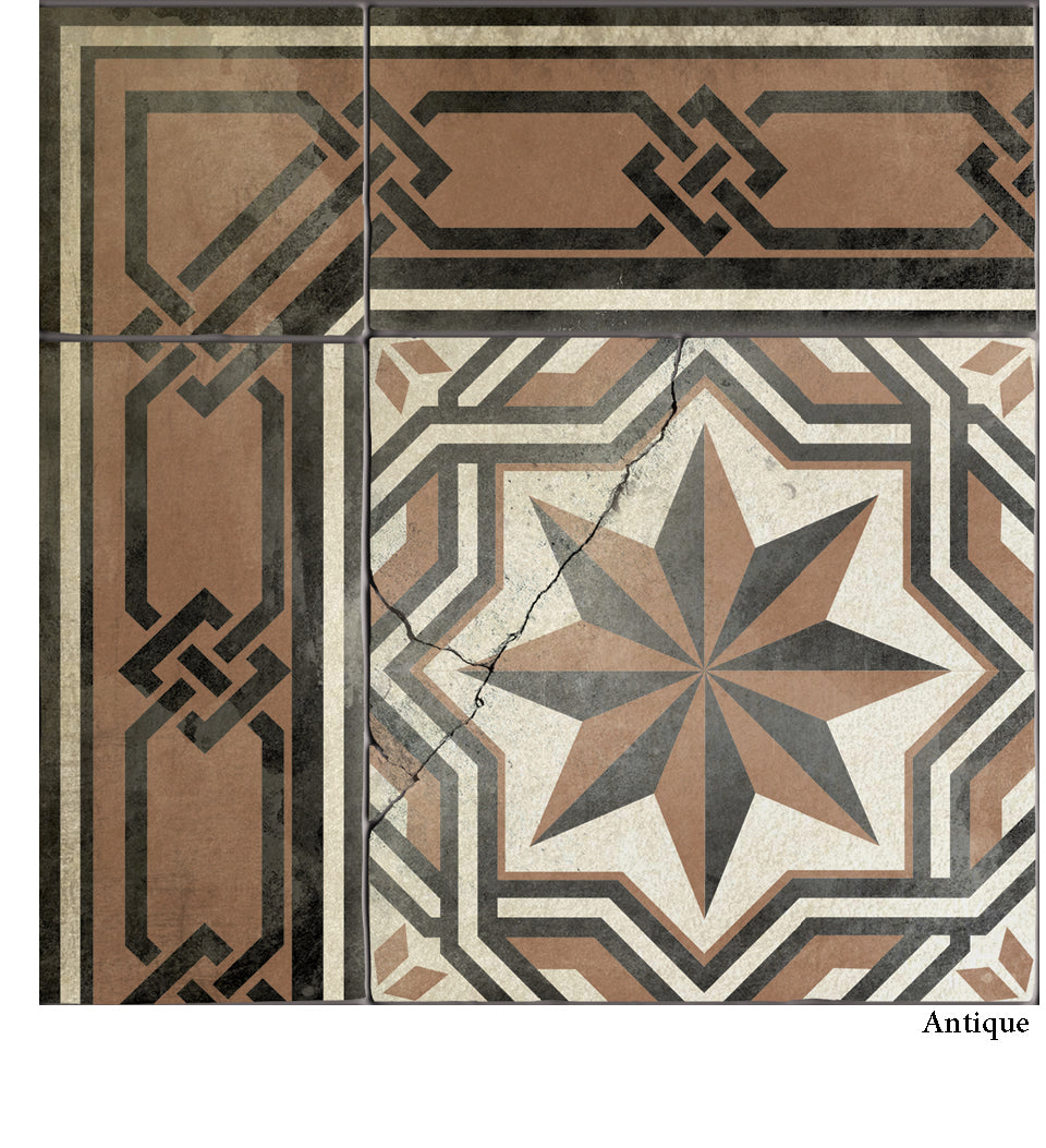 Gothic Terracotta Antique vinyl rug detail
