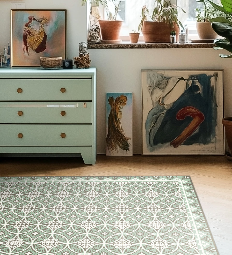 Barcelona Meadow Modern Vinyl Rug lifestyle