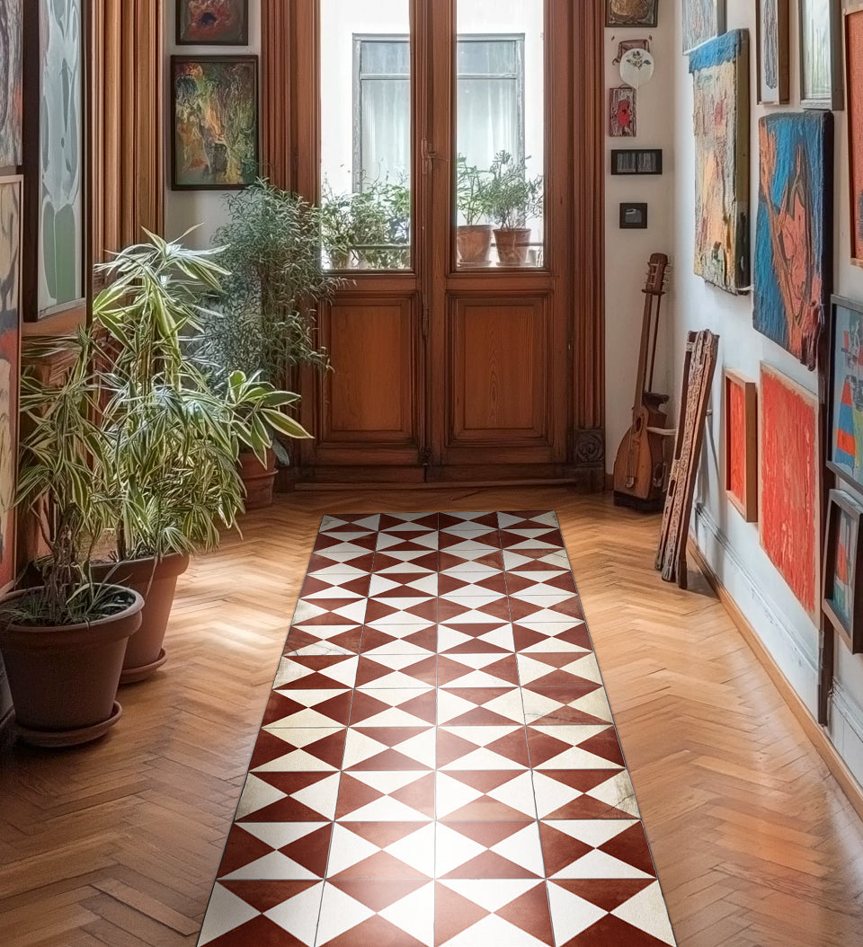 Borgo Bordeaux Antique Vinyl Rug Lifestyle Setting