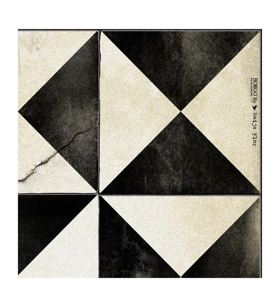 Borgo Black & White Antique Vinyl Rug Packshot