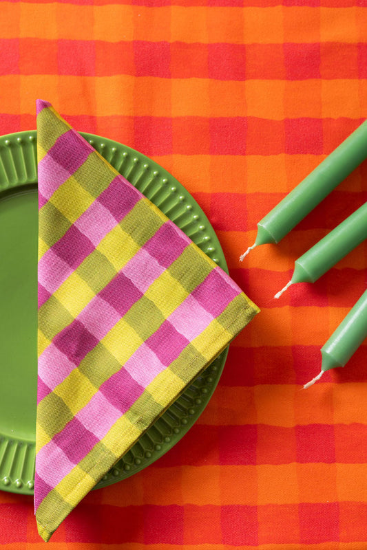 Orange Gingham Tablecloth - Wholesale