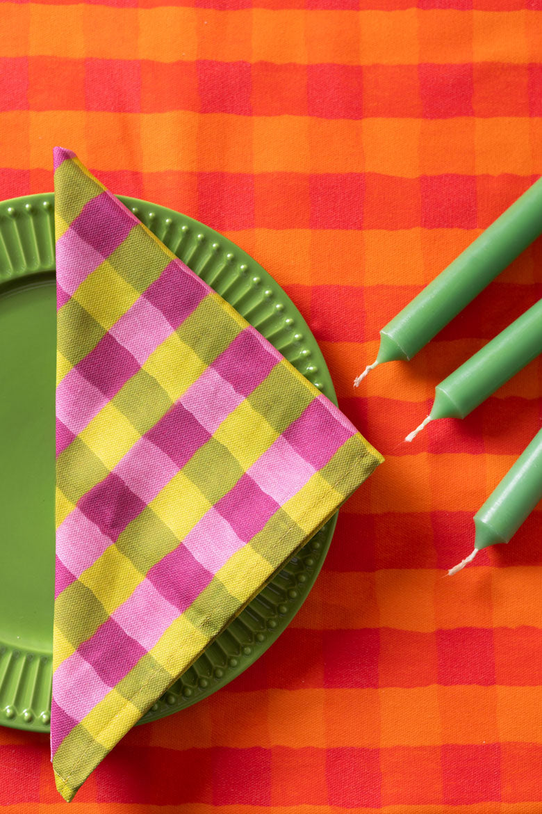 Orange Gingham Tablecloth