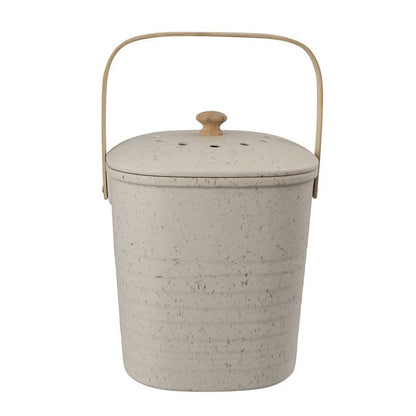 Compost Bin - 8 Litres -Bamboo Fibre - Square/Rounded  - White/Cream