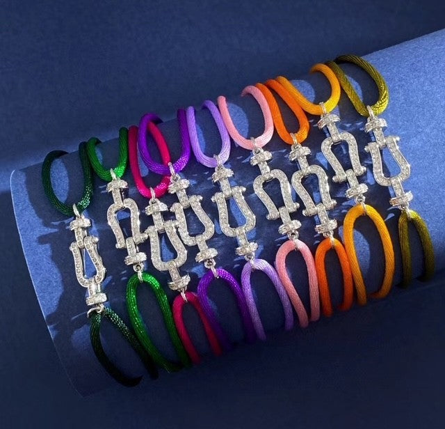 Jcbw Cord Bracelet: Gold/Crystal - White