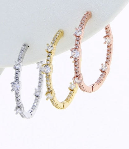 Jsch Silver Crystal Hoop Earings 22Mm