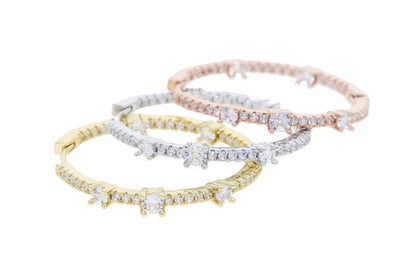 Jsch Silver Crystal Hoop Earings 22Mm