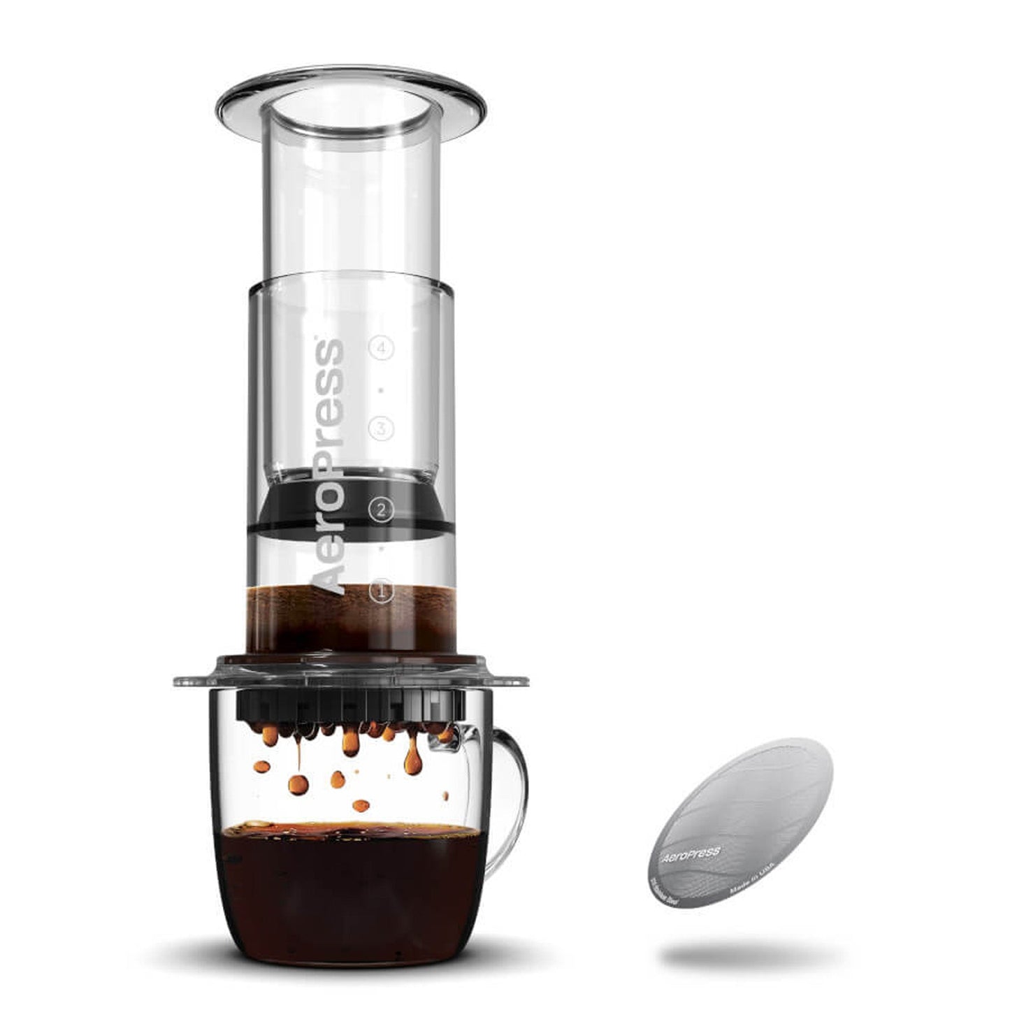 Aeropress Clear Coffee Maker & Stainless Steel Filter Bundle