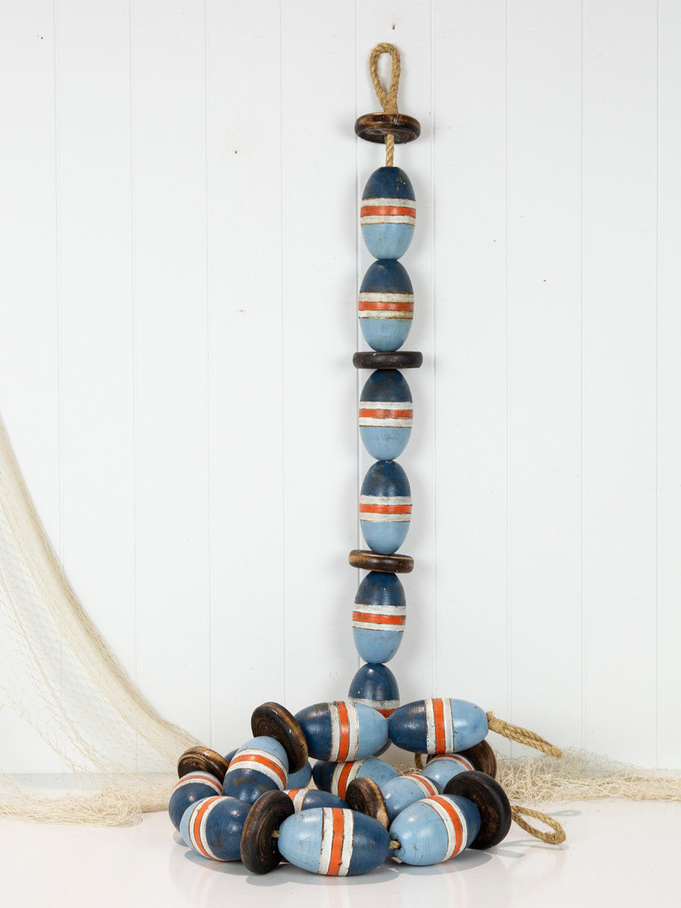 String Of Oval Buoys - Blue & Coral #304Bc