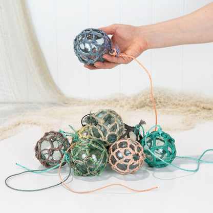 Set 5 X 2.5" Glass Float -Multi Coloured Rope