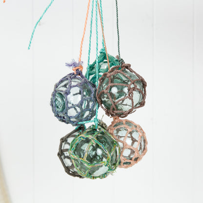 Set 5 X 2.5" Glass Float -Multi Coloured Rope