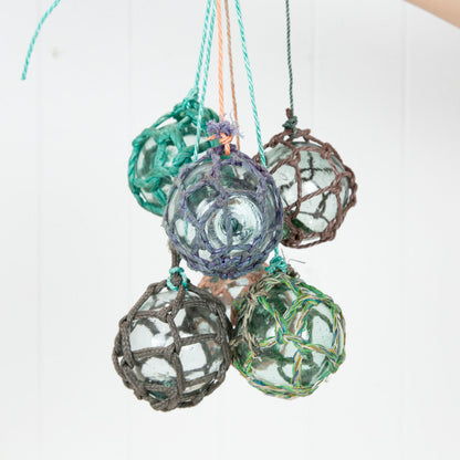 Set 5 X 2.5" Glass Float -Multi Coloured Rope