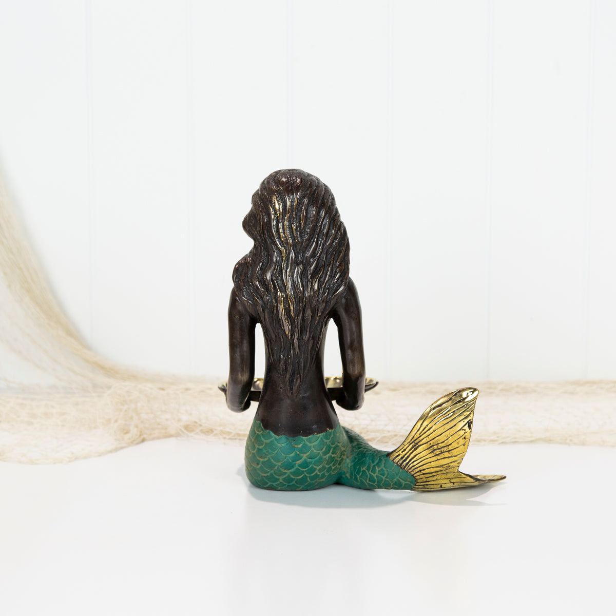 Mermaid Sitting With Shell Tray Green Tail #0151