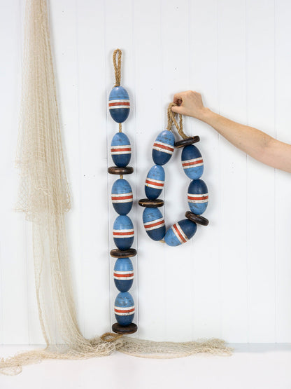 String Of Oval Buoys - Blue & Coral #304Bc