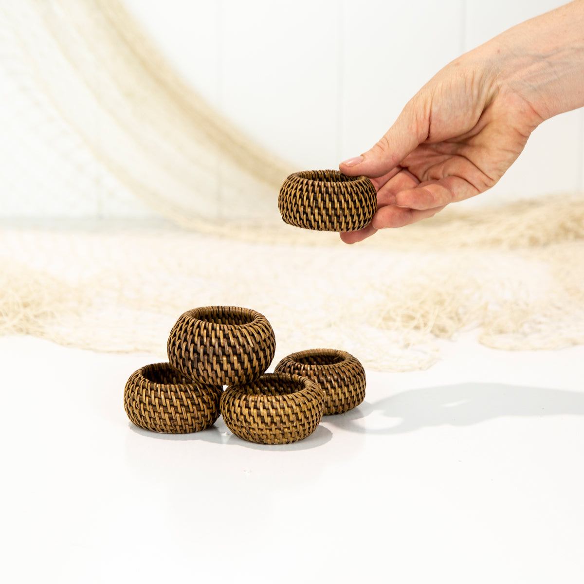 Rattan Napkin Rings - Dark #676