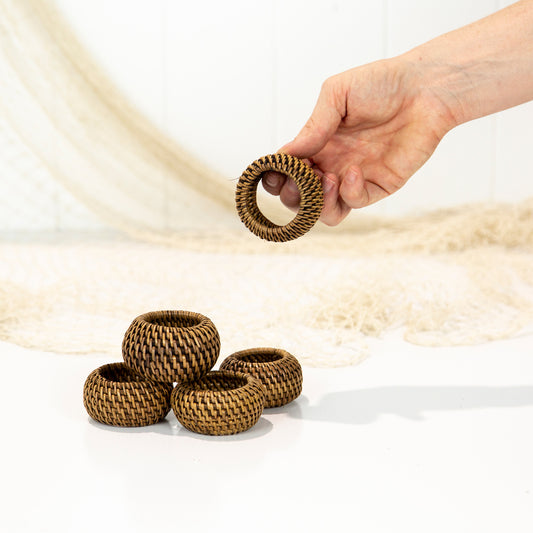 Rattan Napkin Rings - Dark