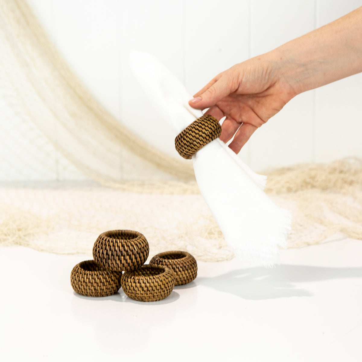 Rattan Napkin Rings - Dark #676