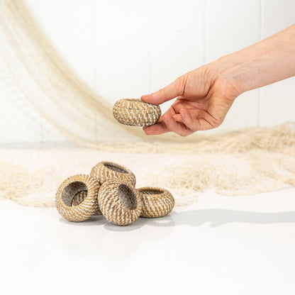 藤条餐巾环 - 白色