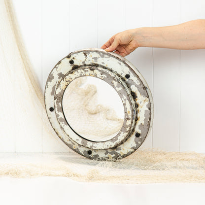 Metal Porthole Mirror White (S)