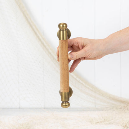 Wooden/Brass Door Handle 25Cm #0405