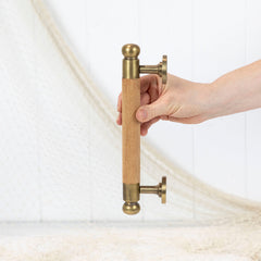 Wooden/Brass Door Handle 25Cm #0405
