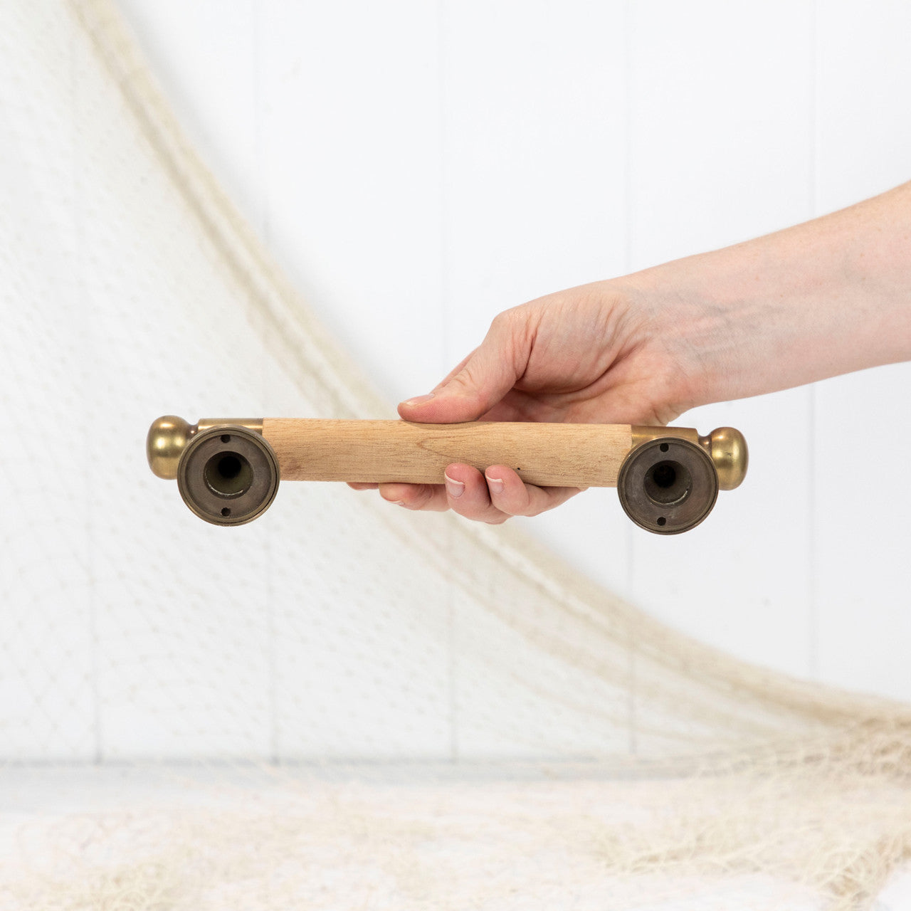 Wooden/Brass Door Handle 25Cm #0405