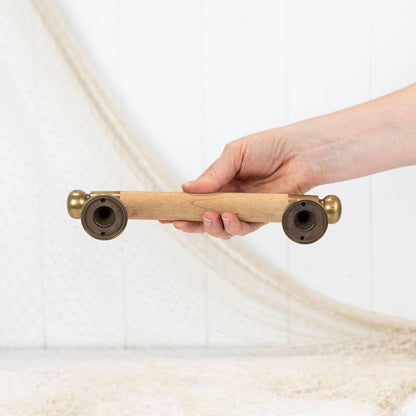 Wooden/Brass Door Handle 25Cm #0405