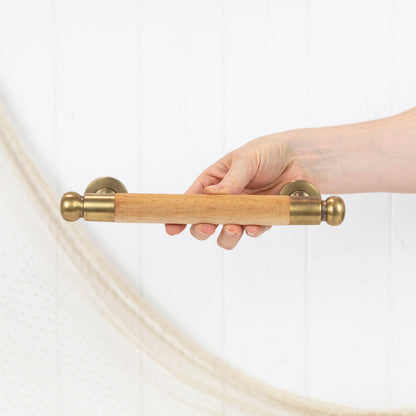 Wooden/Brass Door Handle 25Cm #0405