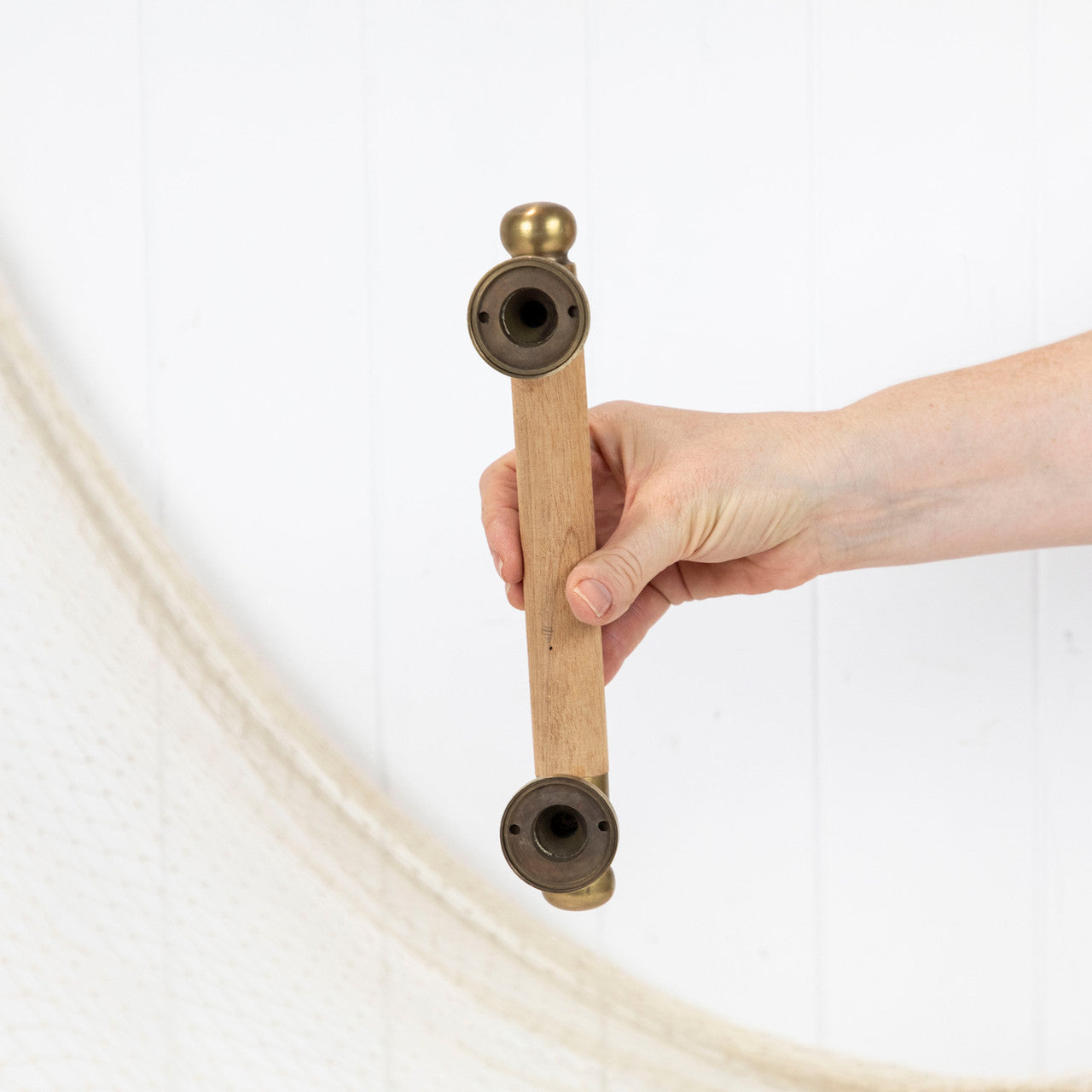 Wooden/Brass Door Handle 25Cm #0405